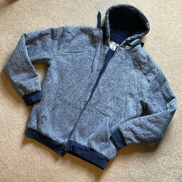 big ball sports Jackets Coats Big Ball Sports Navy Blue Sherpa Lined Full Zip Hoodie Jacket Poshmark